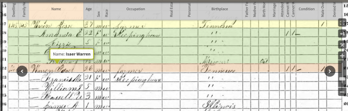 1870 Census TX Jesse and Isaiah