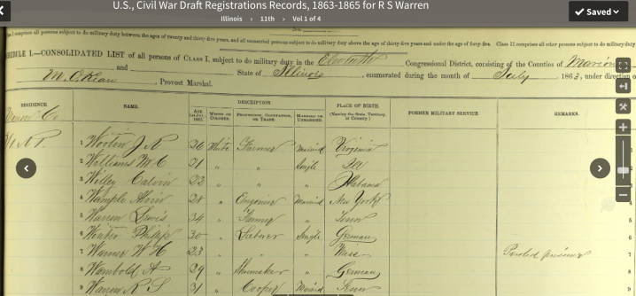 Russell S Warren draft record